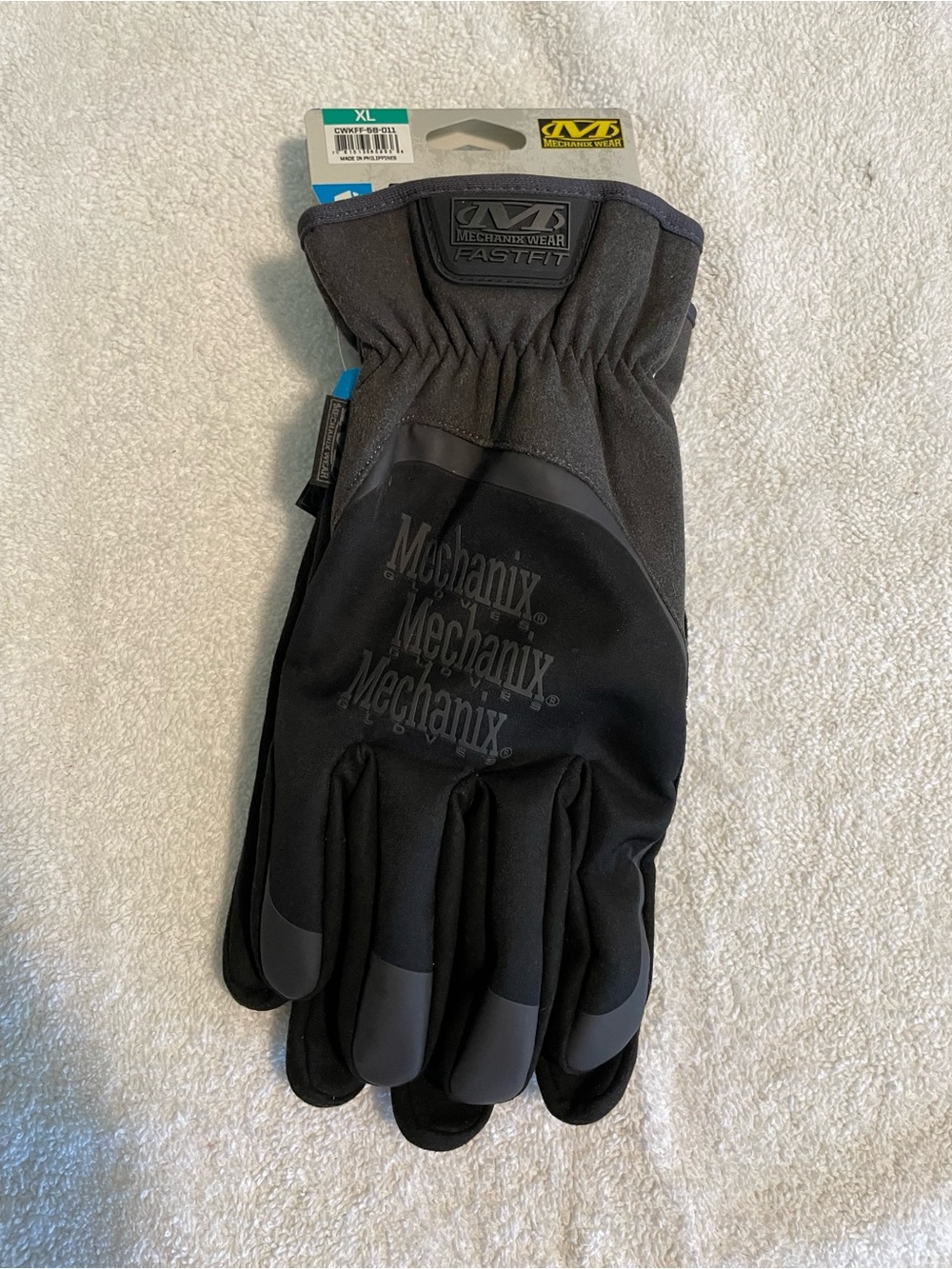 Men's FastFit Black Gloves Size XL